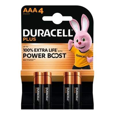 Pile Duracell aaa plus carte 100% a 4