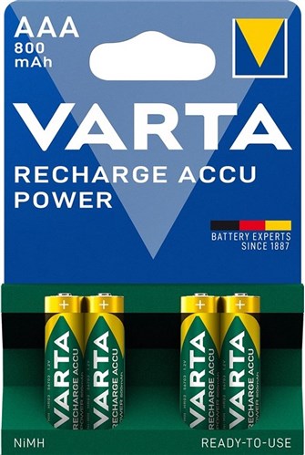 Varta rechargeable mini penlite battery aaa 800 mah nimh 1.2v 4 pieces sur carte