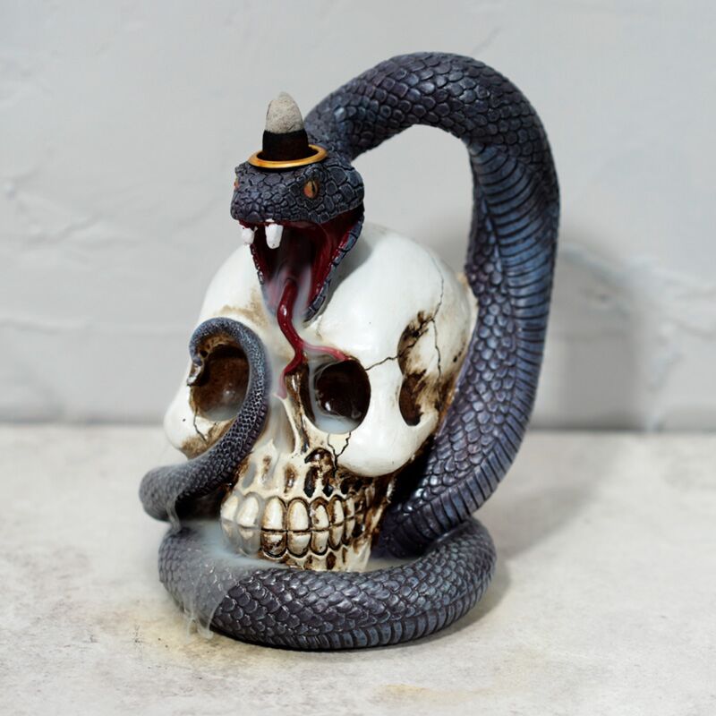 Porte-encens de reflux de serpent et de crâne