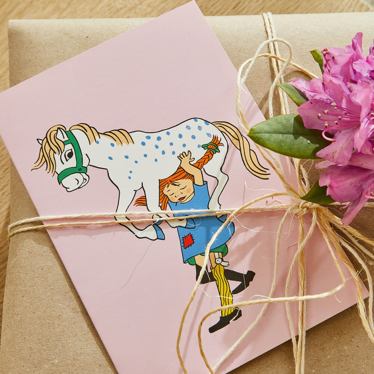 Barbo Toys Carte de voeux Pippi avec enveloppe - bleu (8617)