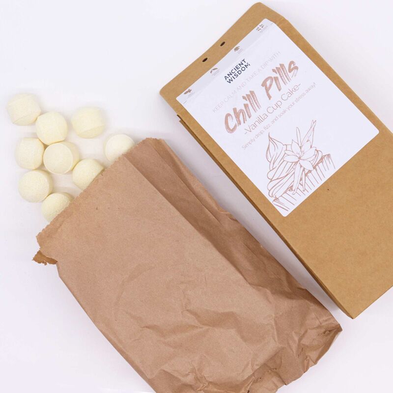 Vanille Cupcake Bath BCRO Balles Fizz Fizz Chill Pill Gift Box