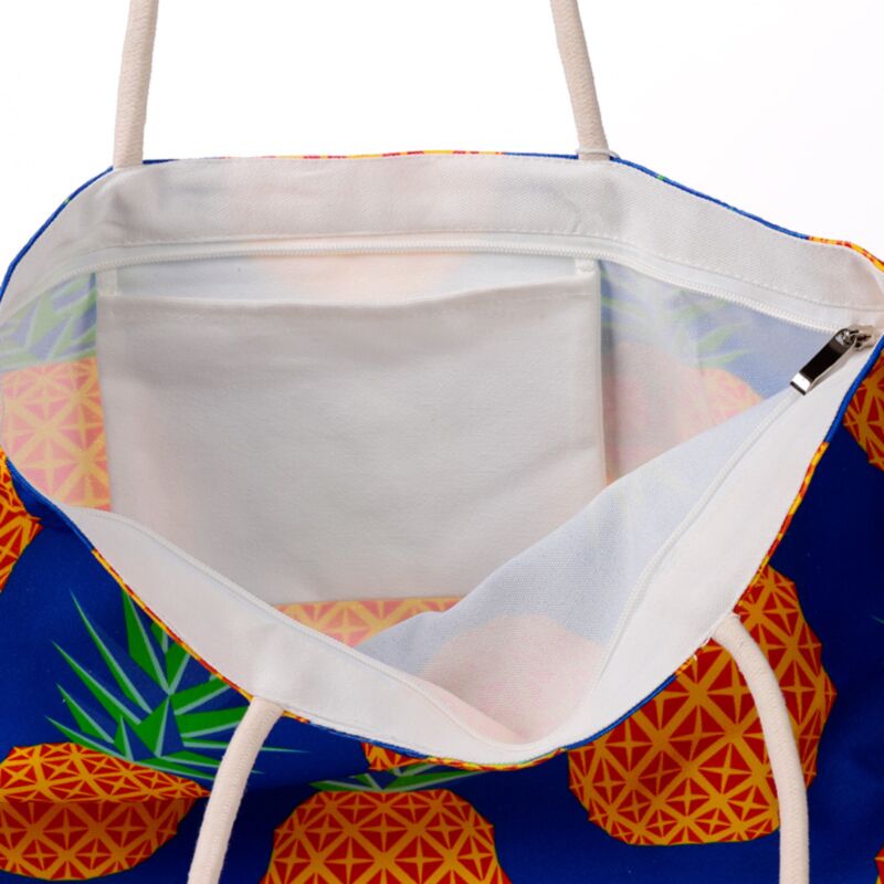 Sac de plage en toile à imprimé ananas