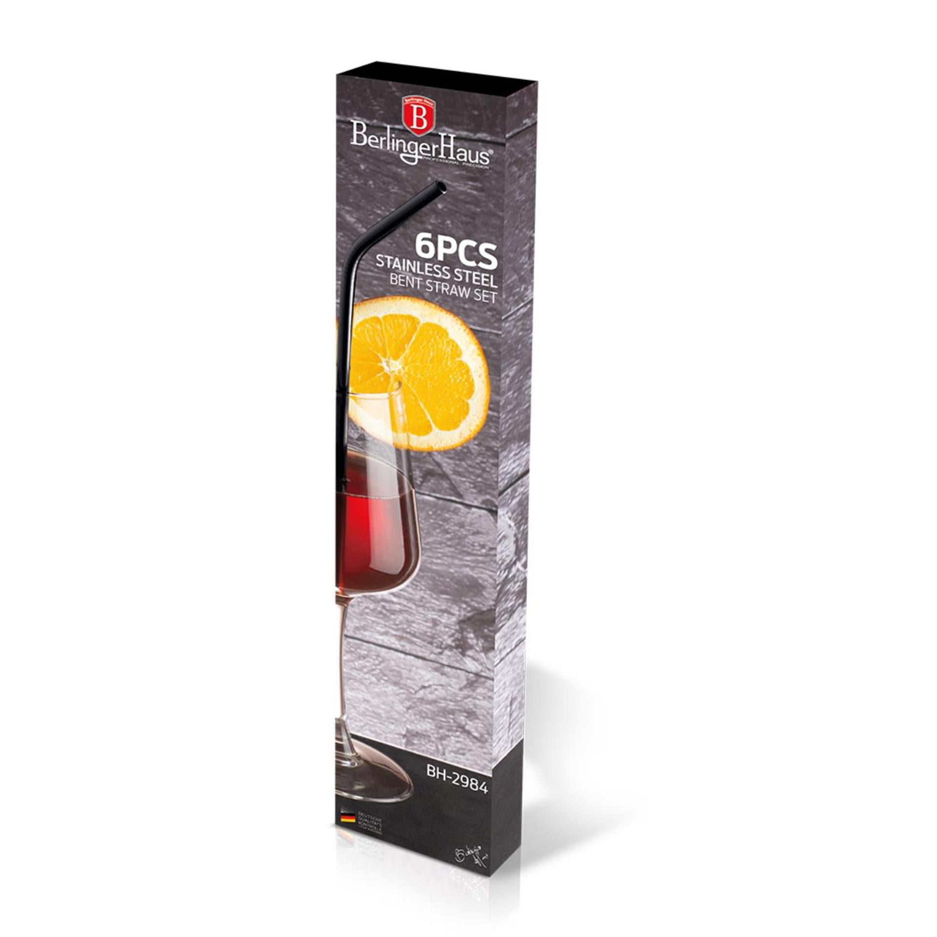Berlingerhaus pailles 6 pcs acier inoxydable noir
