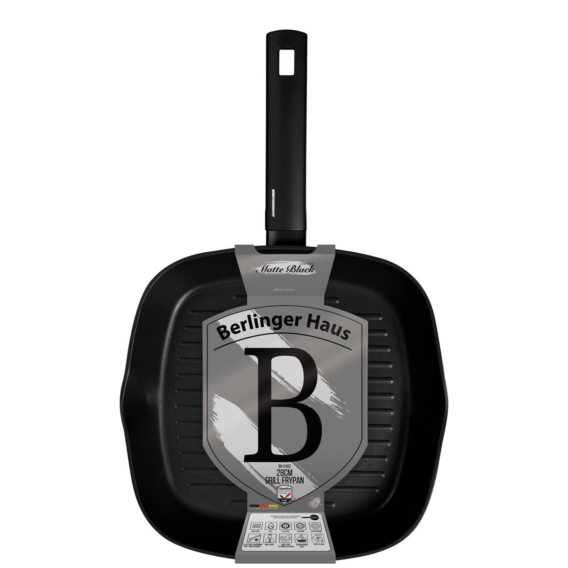 Berlingerhaus poêle à griller noir mat 28cm