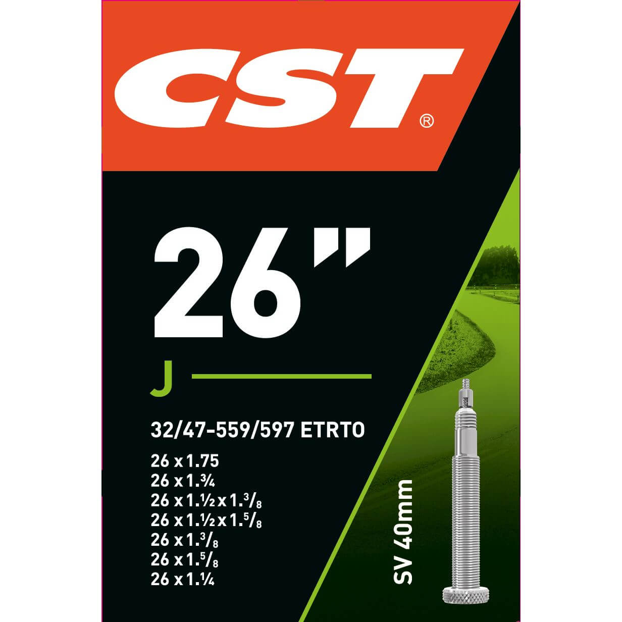 CST Inner Tube 26 X1.75-1 1 4 Etro 32 47-559 597, Valve: Presta French 40mm 40 mm