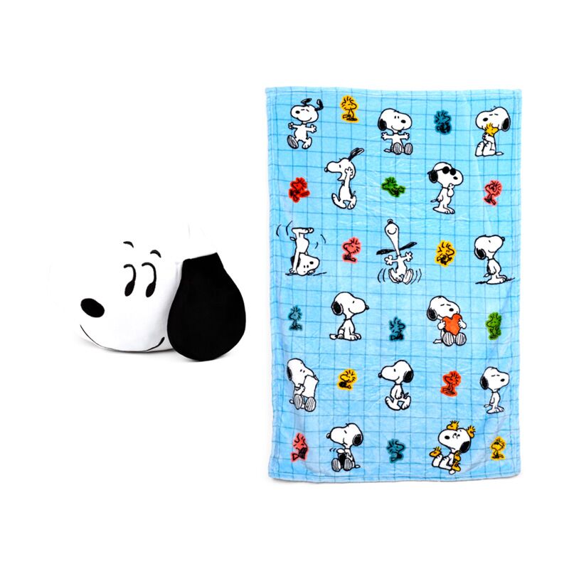 Blankeazzz Peanuts Snoopy Woodstock Couverture de voyage câline 2 en 1