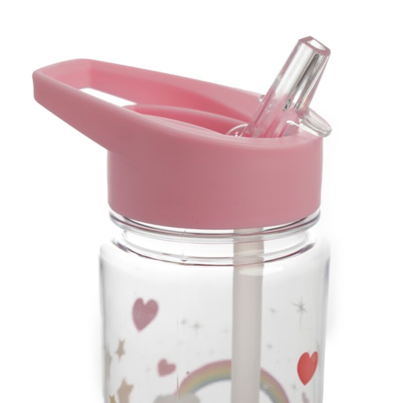 Rainbow Unicorn Tritan Flip Straw Water Bottle 550 ml