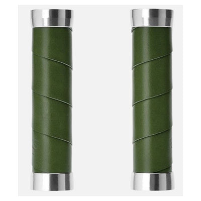 Poignées fines en cuir Brooks (130+130 mm) - vert course