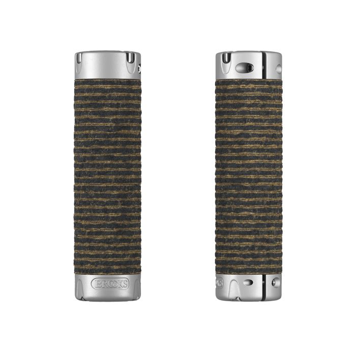 Poignées en cuir dodues Brooks (130+130 mm) - noires