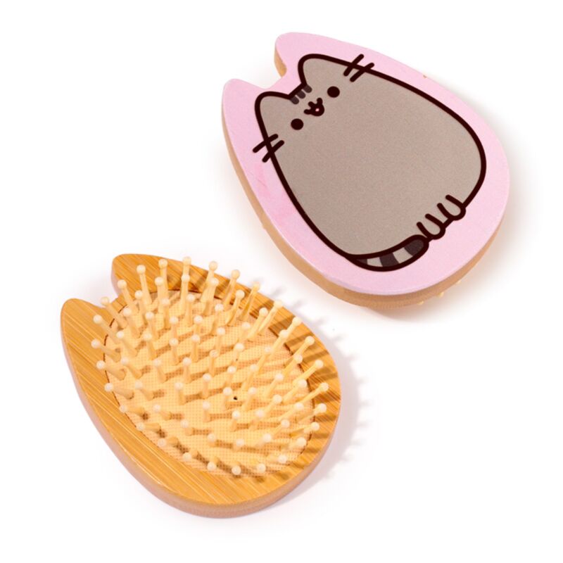 Chatte la brosse à cheveux en bambou en forme de chat