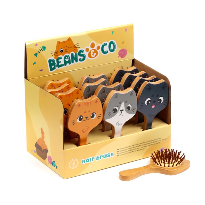 Brosse à cheveux en bambou Beans Co Chats