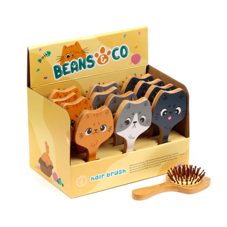 Brosse à cheveux en bambou Beans Co Chats