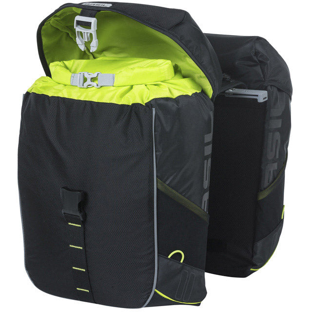 Basil Double Bicycle Bag Miles 34 litres 13 x 26 x 35 cm (2x) Lime noire