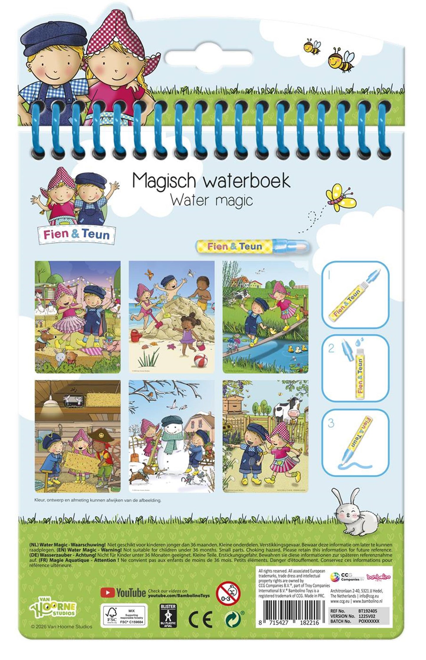 Bambolino fien teun livre de coloriage à l'eau - livre de coloriage magique réutilisable - coloriage jouets éducatifs pour tout-petits - à partir de 2 ans
