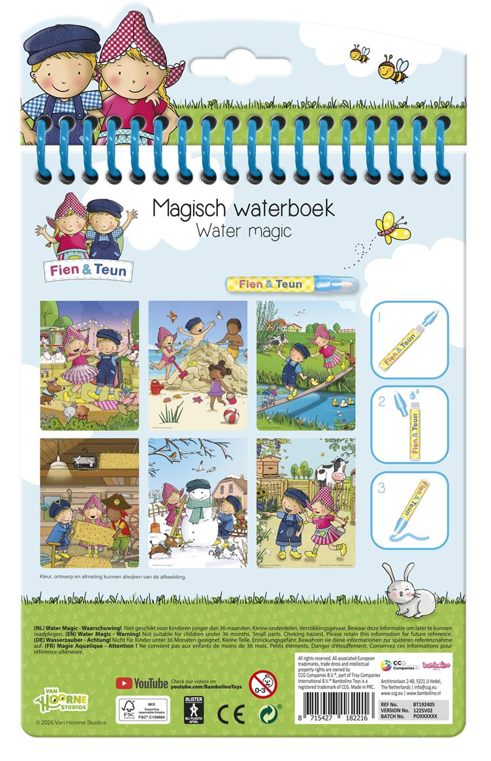 Bambolino fien teun livre de coloriage à l'eau - livre de coloriage magique réutilisable - coloriage jouets éducatifs pour tout-petits - à partir de 2 ans