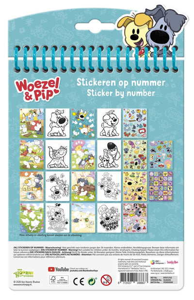 Bambolino woezel pip sticker autocollant par numéro livre - jouets éducatifs pour juniors à partir de 3 ans autocollant et coloriage - autocollant par numéro