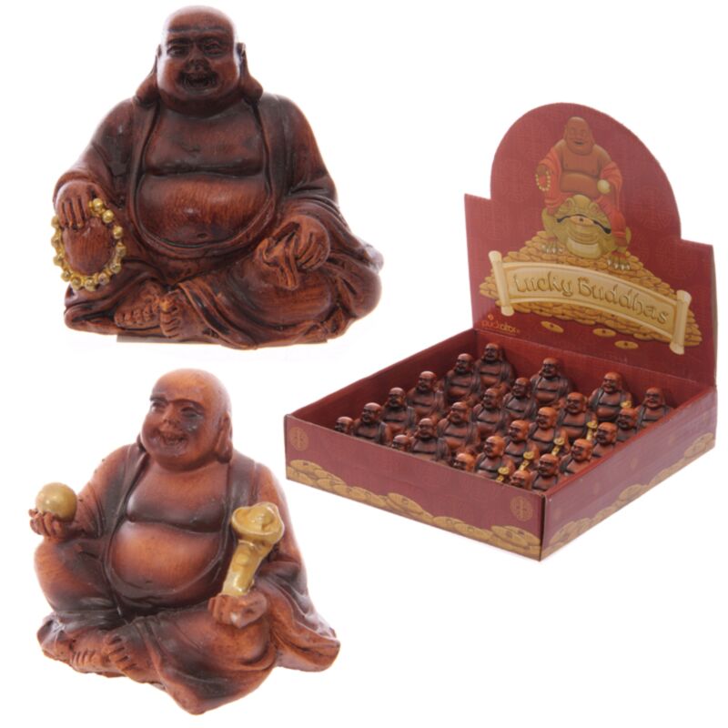 Mini-effet en bois chinois souriant Bouddha