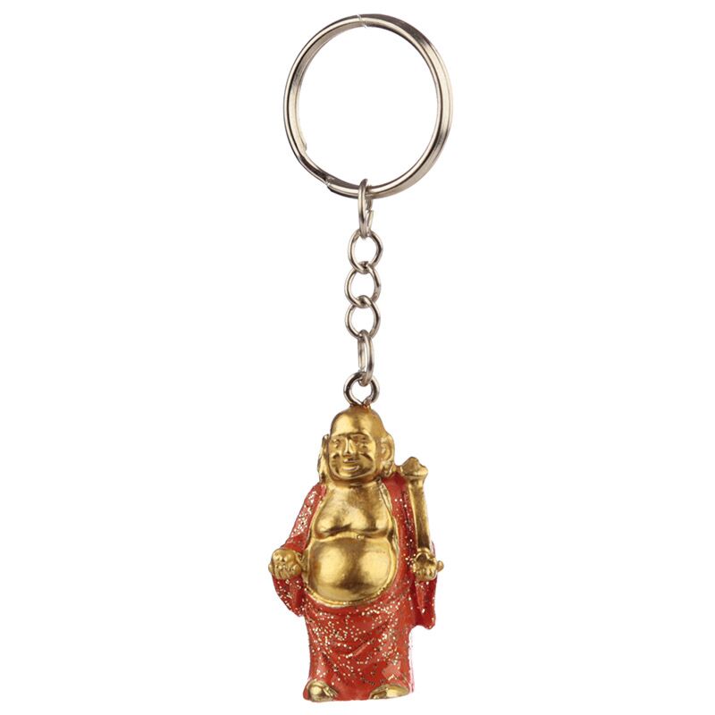 Anneau de clé de paillettes de bouddha souriant chinois