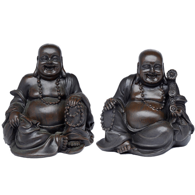 Paix de l'est en bois brossé Effet chinois Bouddha riant