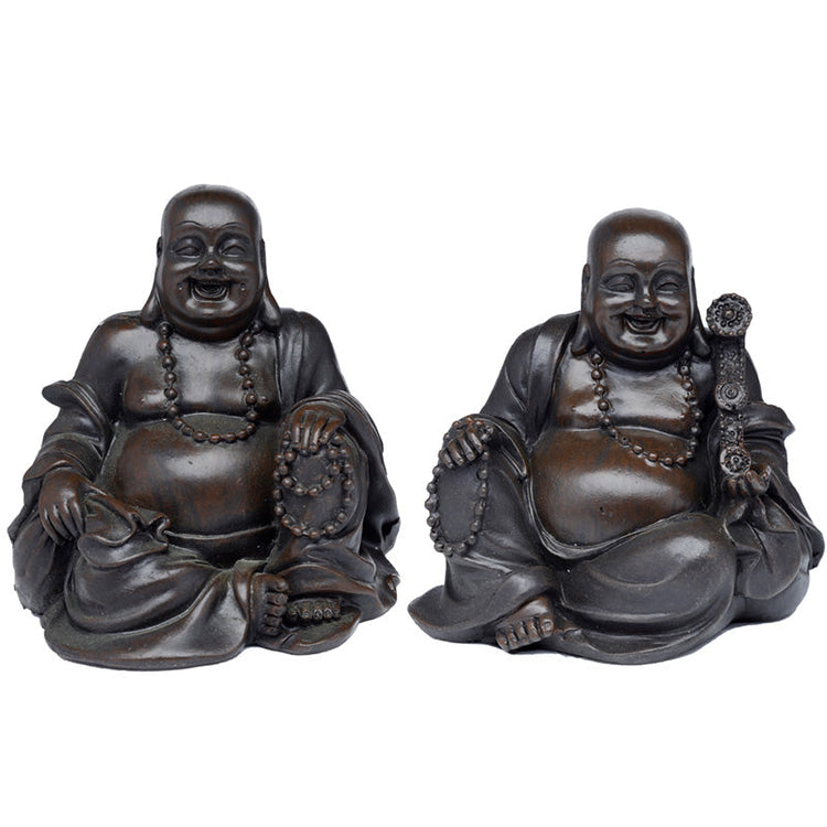 Paix de l'est en bois brossé Effet chinois Bouddha riant