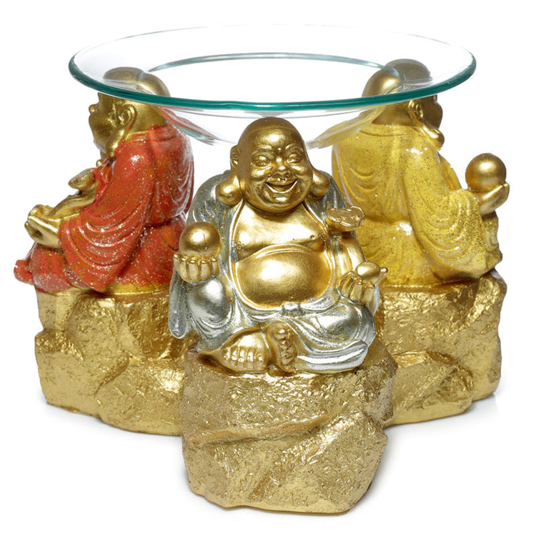Bonheur paillette chinois en riant d'huile de bouddha et de brûleur de parfum de cire