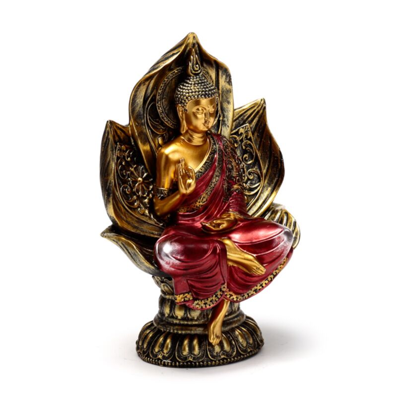Gold rouge thaï bouddha assis Lotus