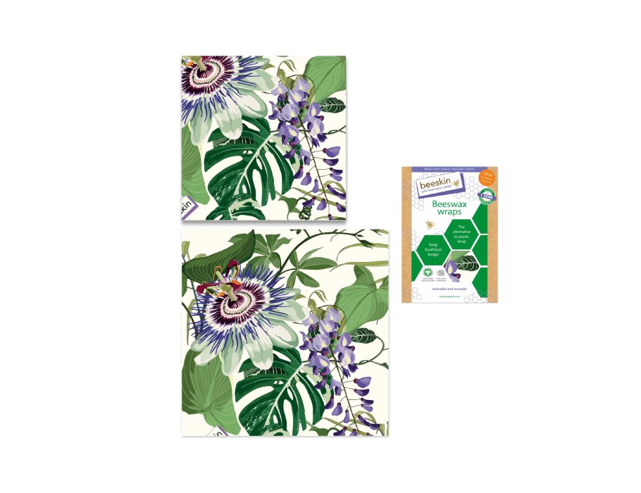 Des chiffons de bijenwas à la peau de la fleur de passion moyen et grande fleur de passion