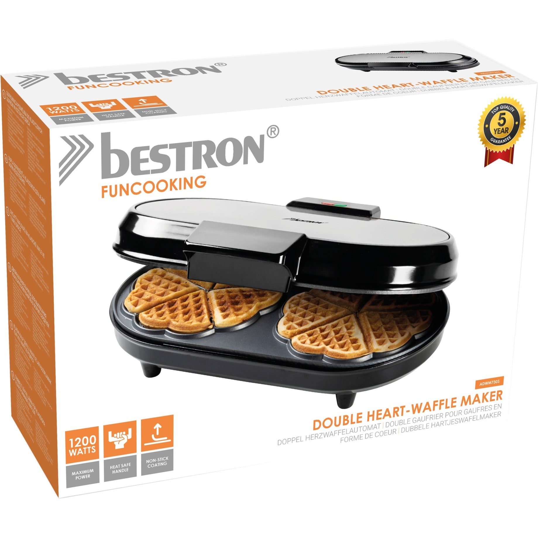 Bestron ADWM730S Double Waffle Maker pour Classic Hartvor