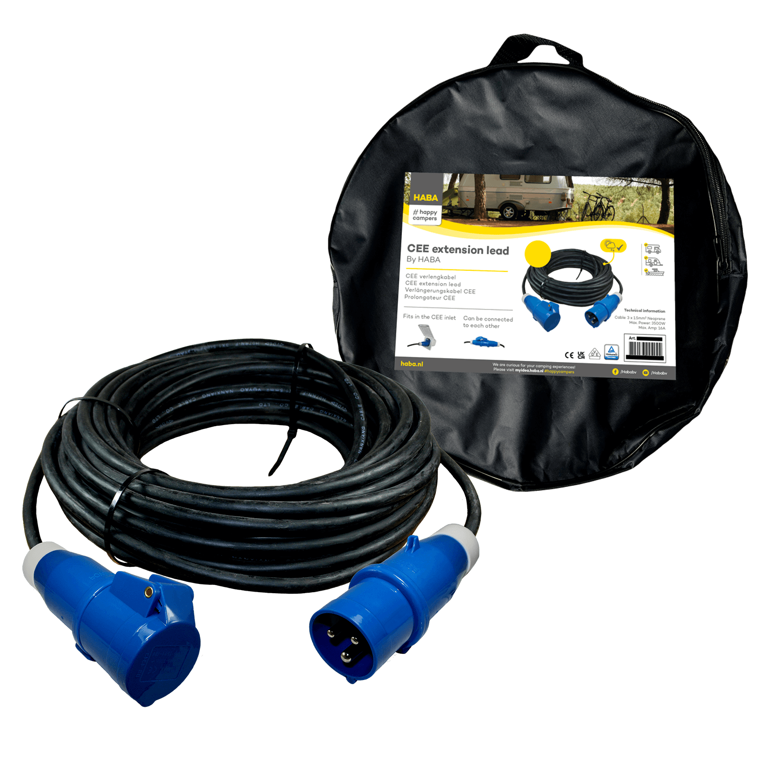 Ngk verleabel 20 mètres néoprène 3x 2,5mm² - fiche cee et prise cee - en sachet