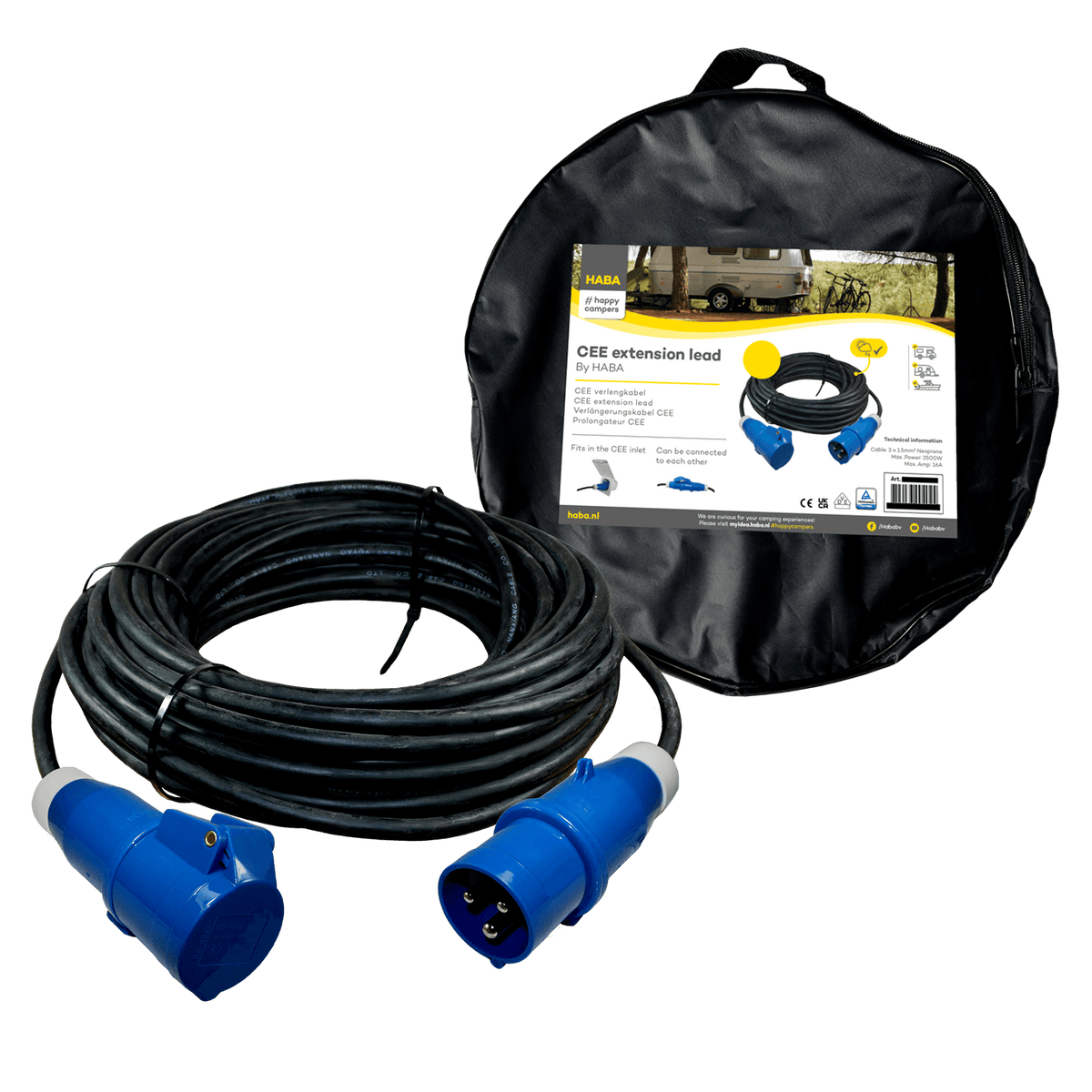 Ngk verleabel 25 mètres néoprène 3x 2,5mm² - fiche cee et prise cee - en sachet