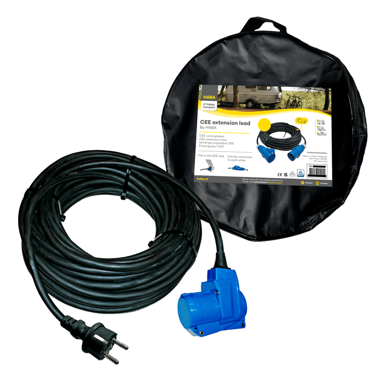 Ngk verleabel 25 mètres néoprène 3x 2,5mm² - fiche schuko et raccord à angle droit - en sachet