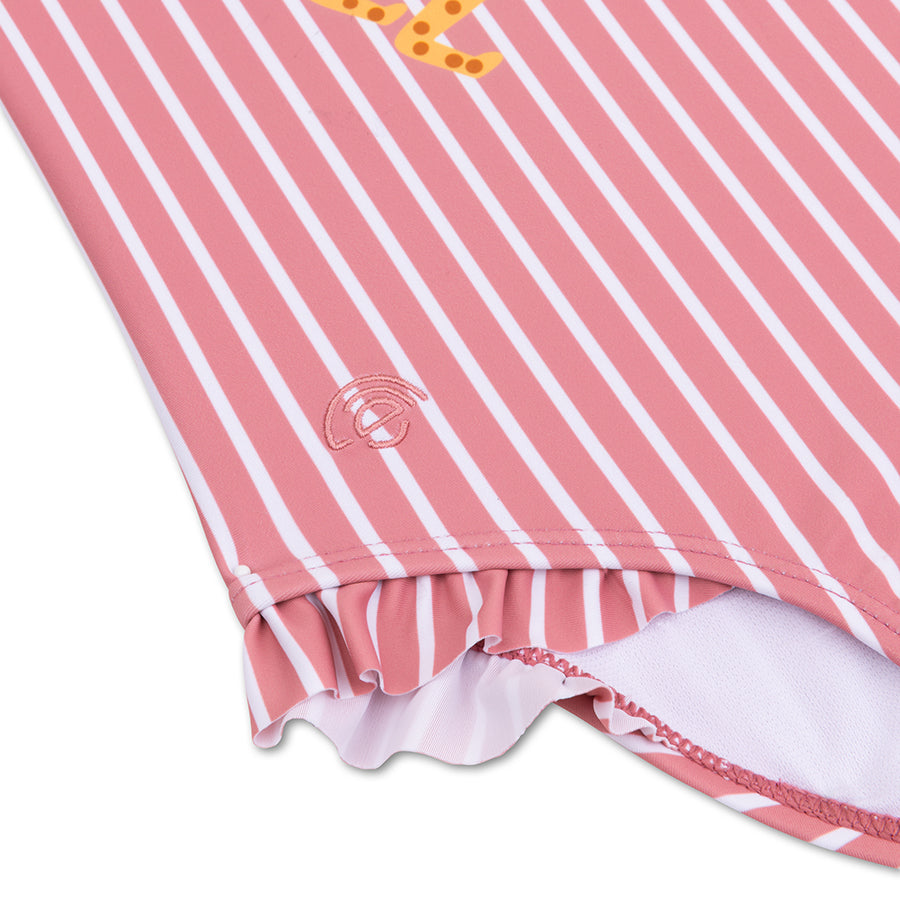 Boldlines Red White Striped Girls UV Bathing Fissure