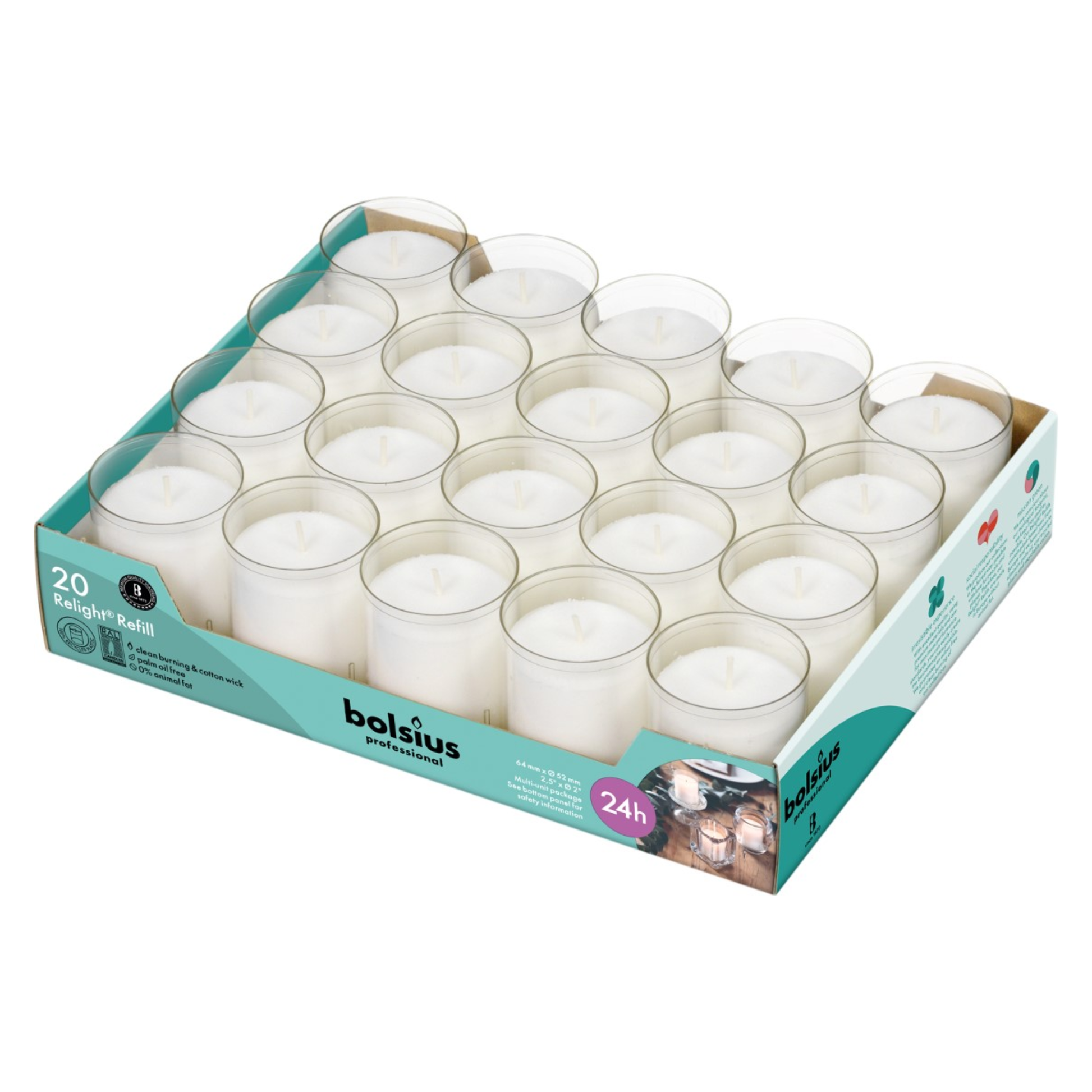 Recharge pour bougeoir Bolsius transparent (20 pièces)
