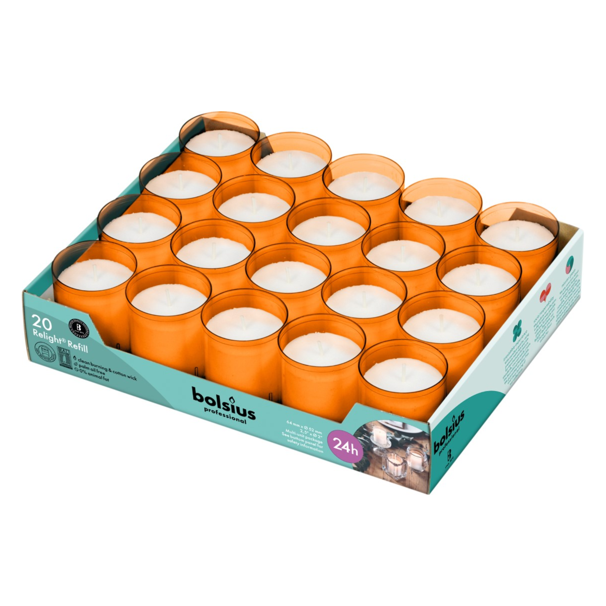 Recharge de recharge professionnelle Bolsius orange (20 pièces)