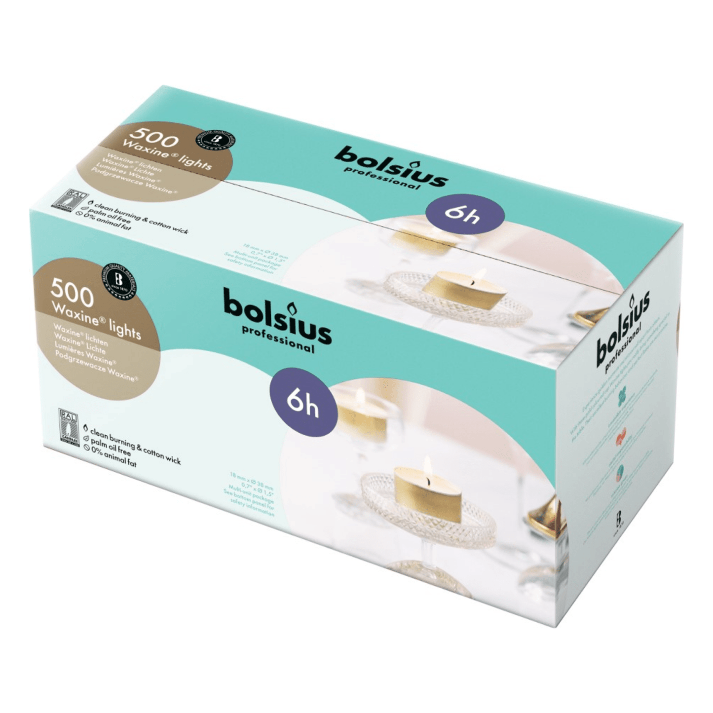 Bougies chauffe-plat professionnelles Bolsius 6 heures (500 pièces)