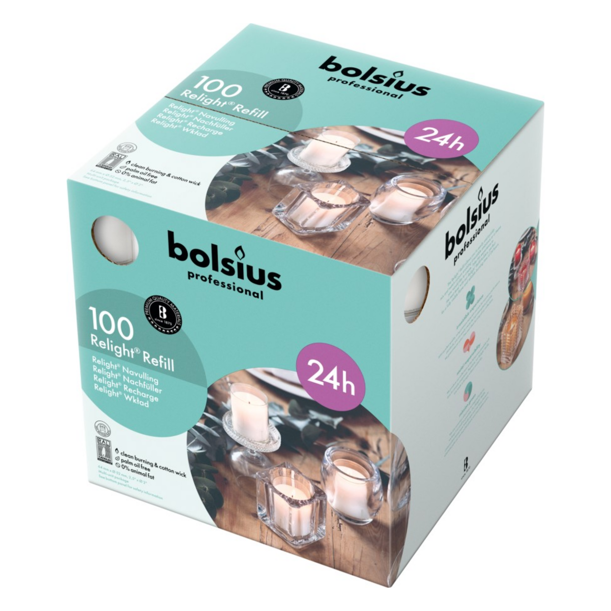 Recharge Bolsius transparente (100 pièces)