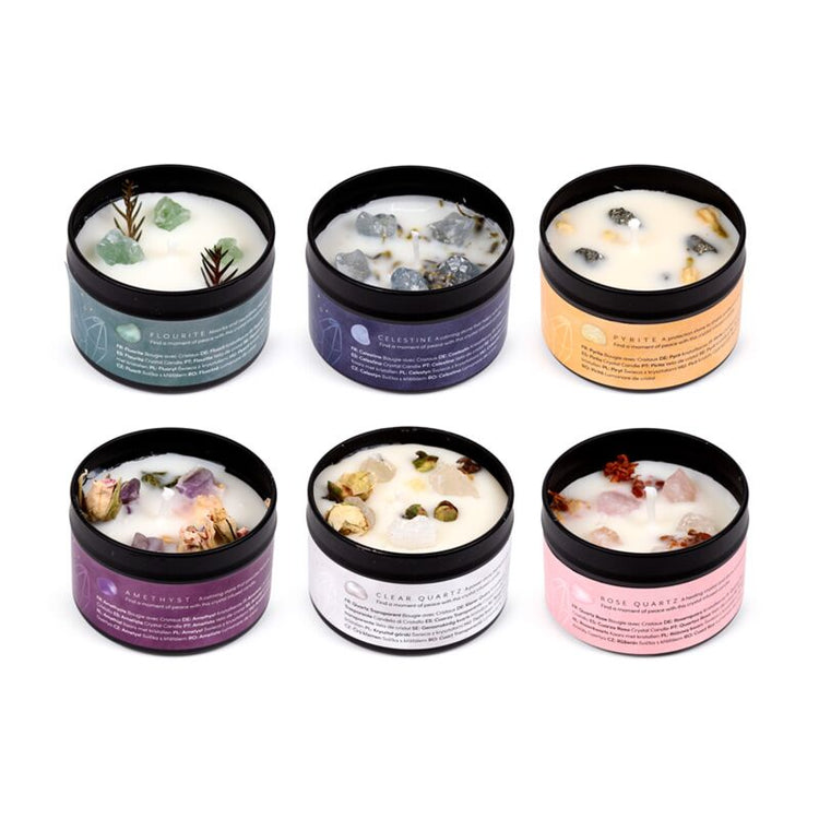 Gemstone Crystal Soy Wax Candle en blik