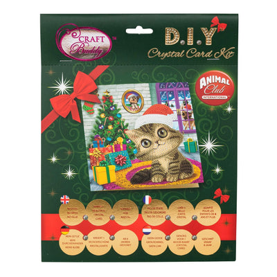 Peinture en diamant cartes de Noël de chaton confortables faire 18x18 cm