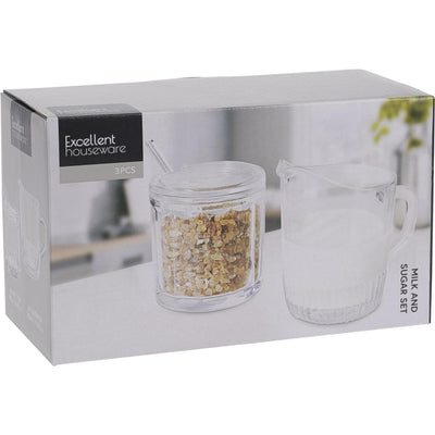Excellente vaisselle pour le sucre et le lait, verre 3 pièces