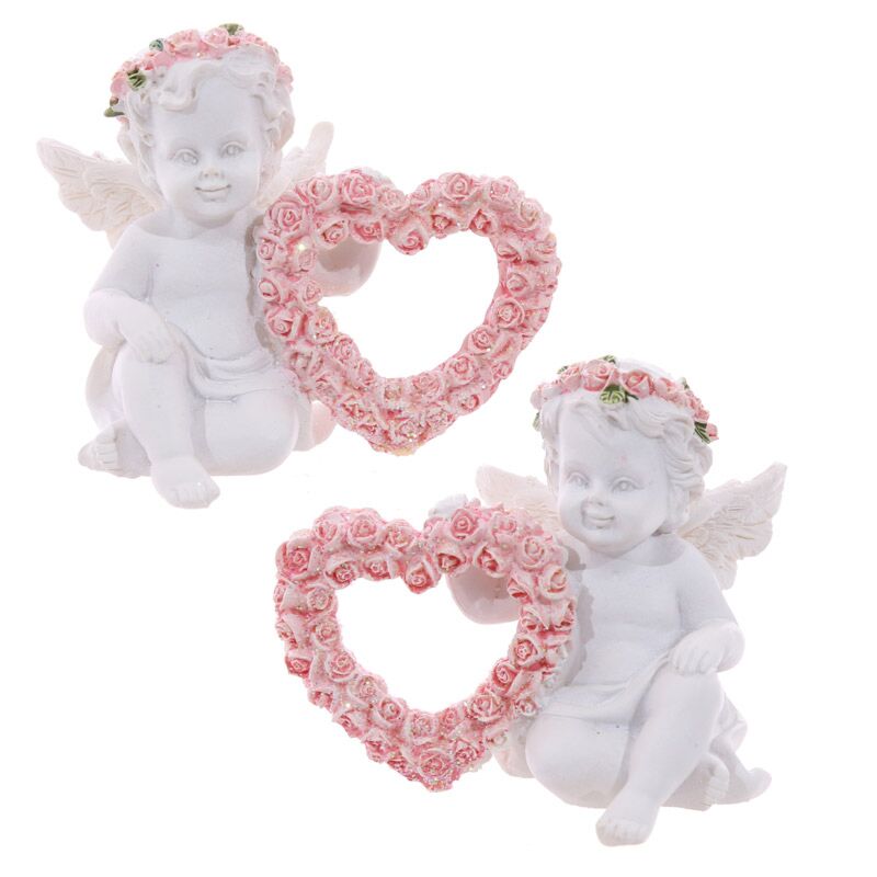 Chérub rose roses coeur
