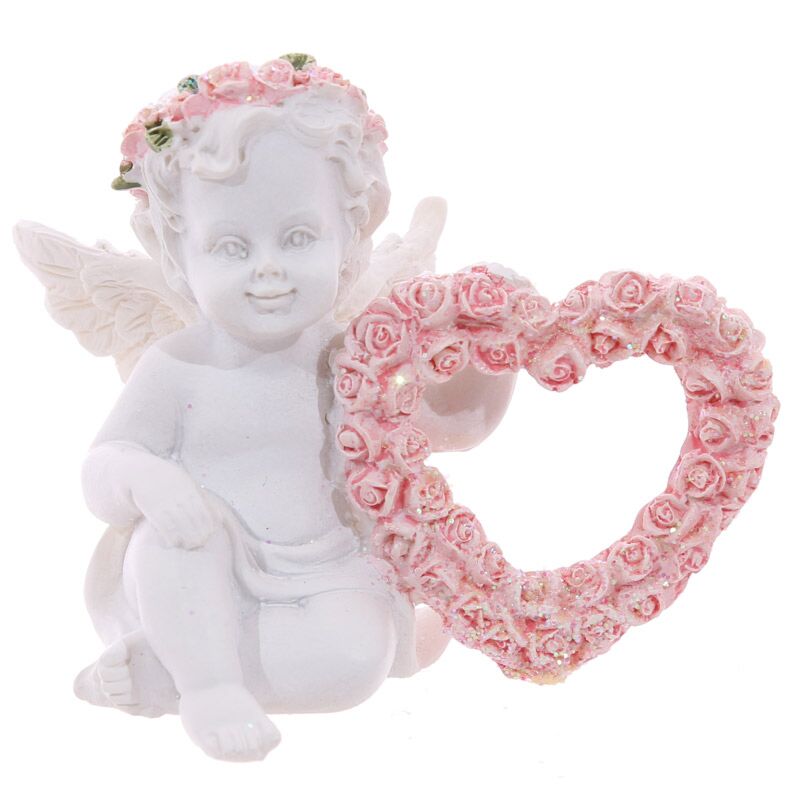 Chérub rose roses coeur