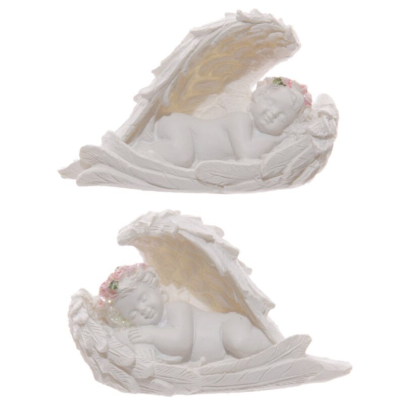 Chérubins vleuges endormis avec des roses roses