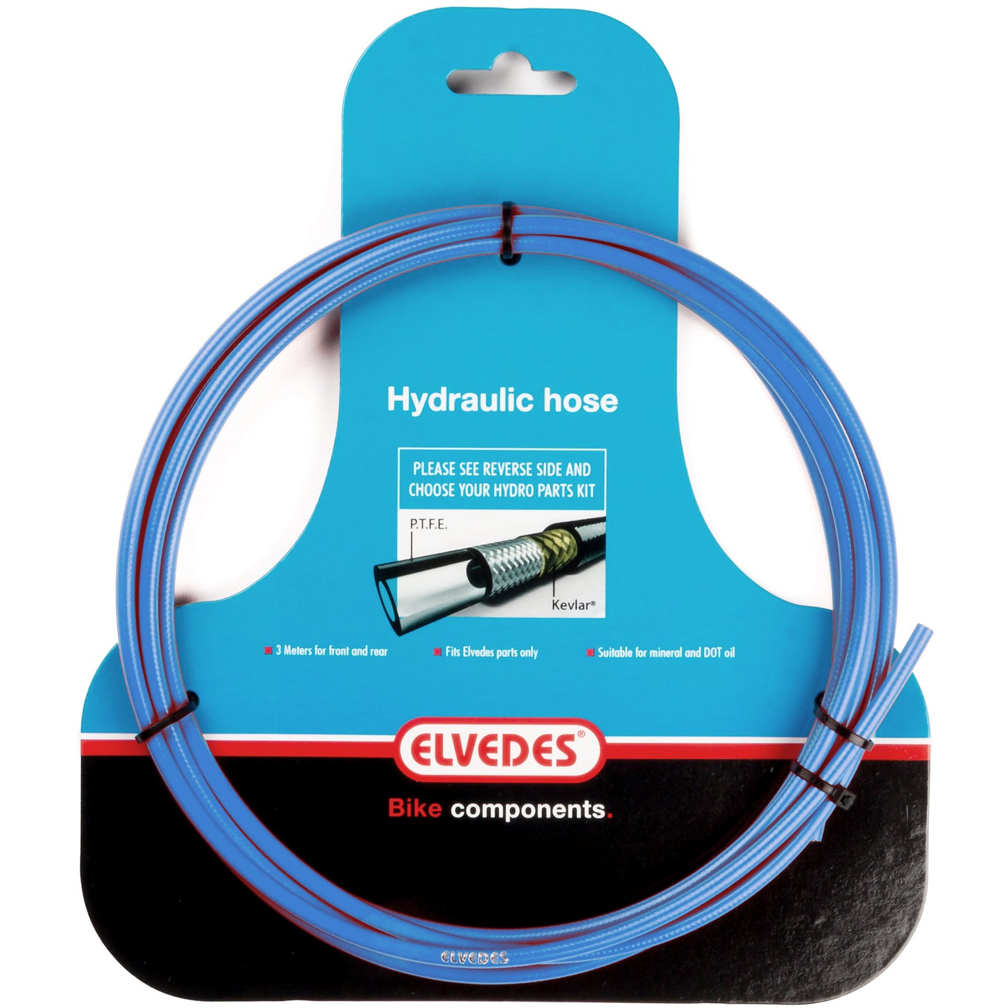 Tuyau hydraulique elvedes avec doublure PTFE et protection Kevlar bleu (3 mètres sur carte)