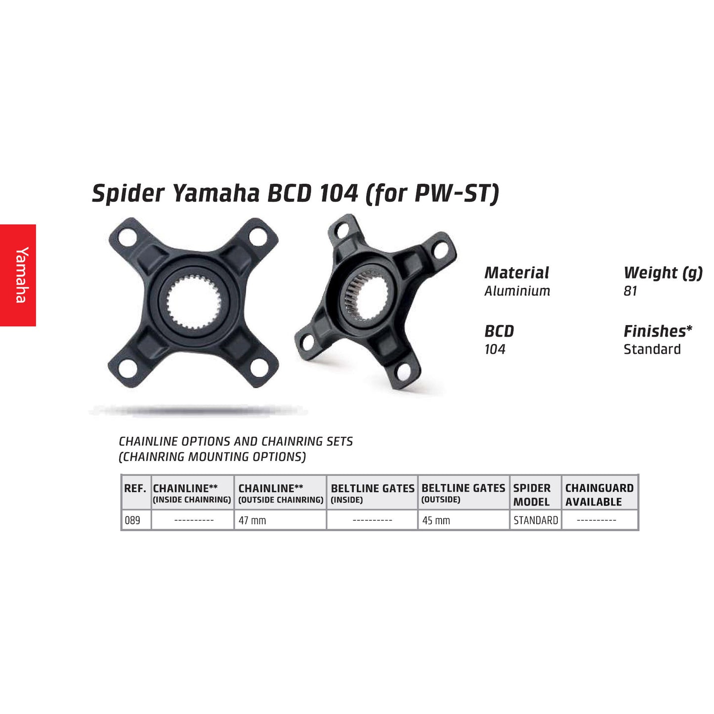 Spider 4-bras BCD104 PW MOTEUR ALU. noir