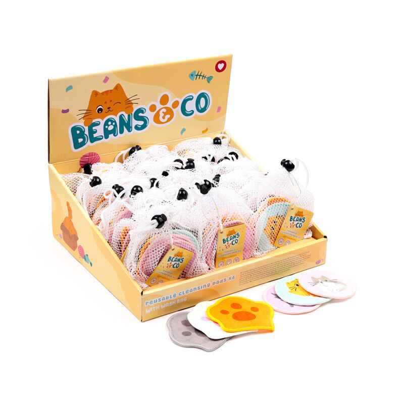 Lot de 6 cotons réutilisables beans co cats