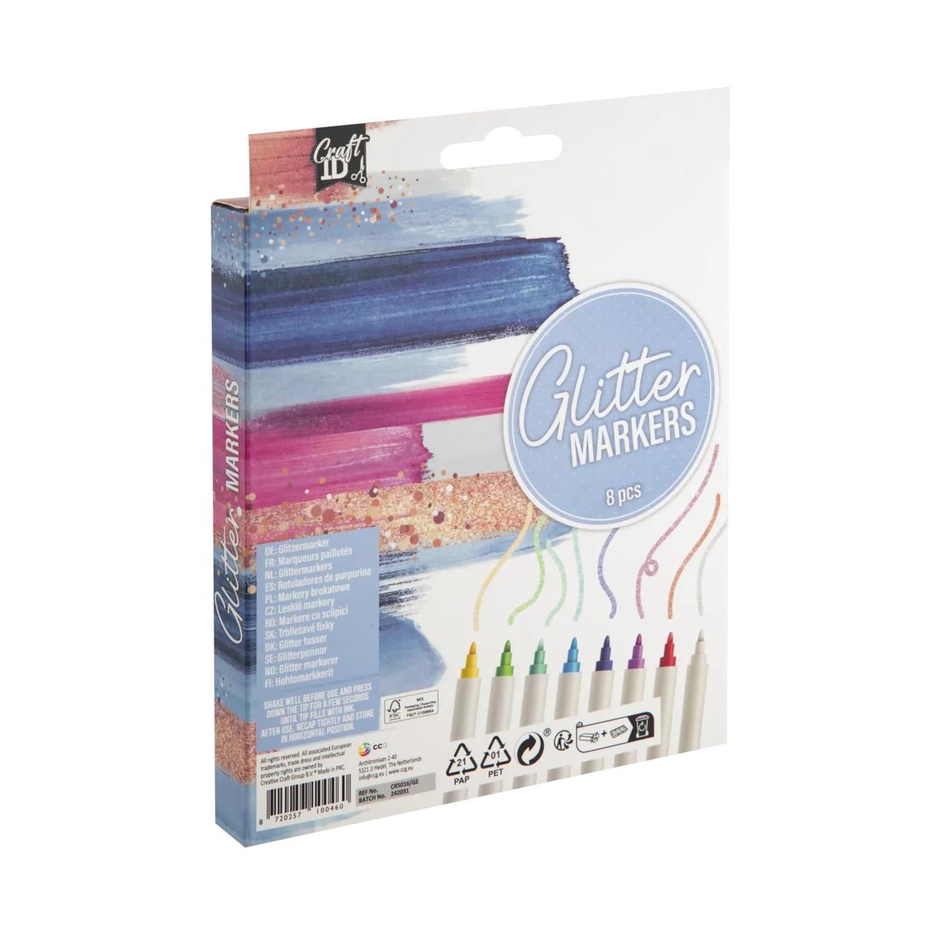 Marqueurs à paillettes Craft Sensations, 8 pièces