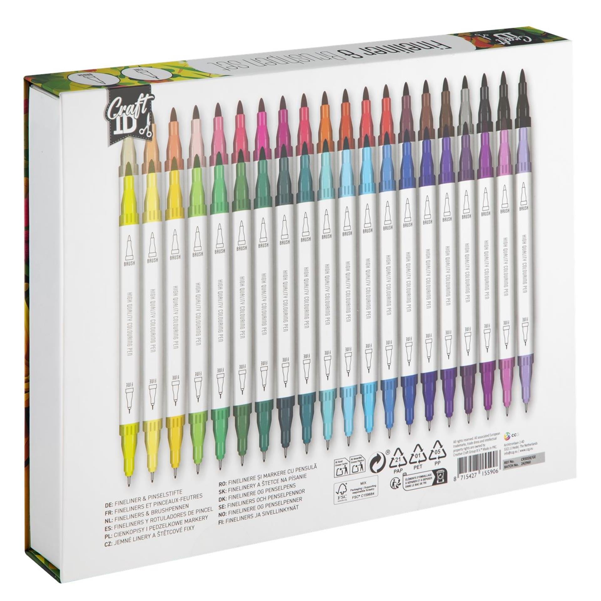 Craft id color set stylo pinceau fineliner 40 pièces