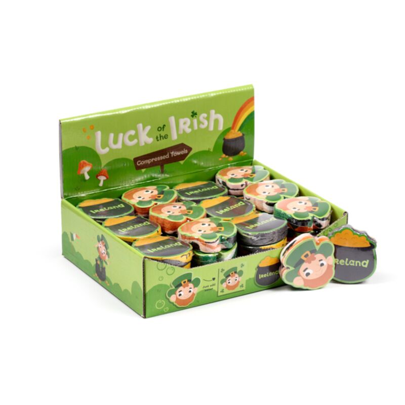 Serviette de voyage compacte Irish Gnome Lucky Gnome Klaverblad