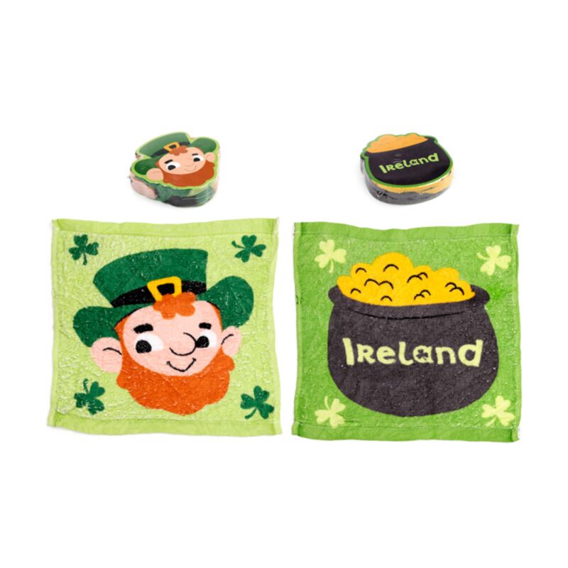 Serviette de voyage compacte Irish Gnome Lucky Gnome Klaverblad