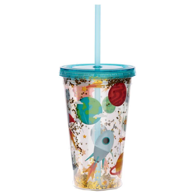Astronaute Tasse à double paroi, couvercle en paille